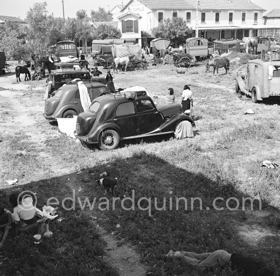 Gypsies on the occasion of the yearly pilgrimage and festival of the Gypsies in honor of Saint Sara, Saintes-Maries-de-la-Mer in 1953. - Photo by Edward Quinn