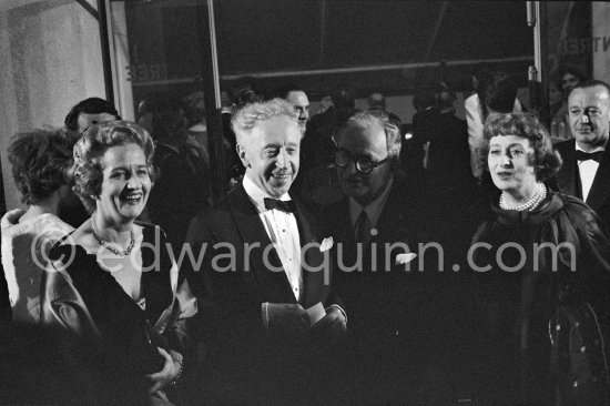 Arthur and Jacqueline Rubinstein, Marcel Achard and his wife. Cannes Film Festival 1958. - Photo by Edward Quinn