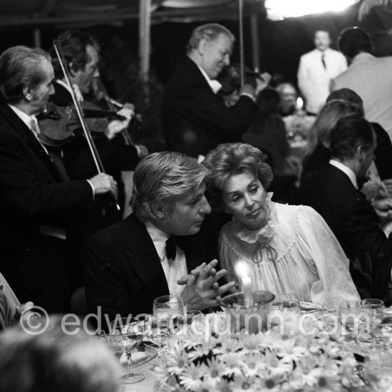 Gunter Sachs and Lilli Palmer. Wedding Party of Curd Jürgens and Margie, La Vieille Bastide, Saint-Paul-de-Vence 1978 - Photo by Edward Quinn
