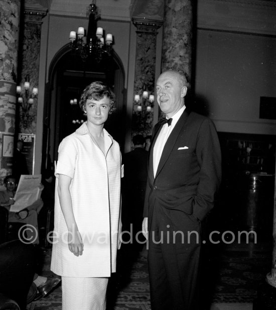 Françoise Sagan and Otto Preminger. He was the director of "Bonjour Tristesse". Cannes Film Festival 1956. - Photo by Edward Quinn