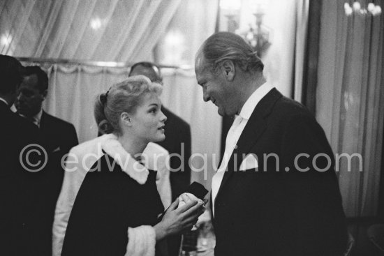 Romy Schneider and Curd Jürgens. Cannes Film Festival 1957. - Photo by Edward Quinn