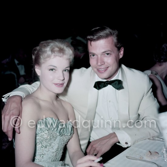 Romy Schneider, Karlheinz Böhm. Cannes Film Festival gala evening 1957. - Photo by Edward Quinn