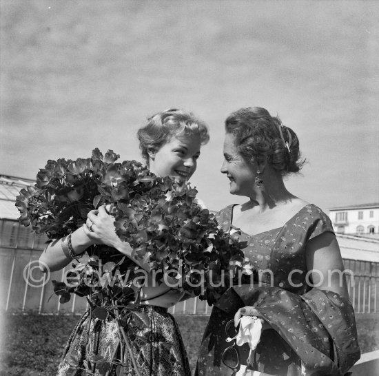 Romy Schneider and her mother Magda. Cannes Film Festival 1957. - Photo by Edward Quinn