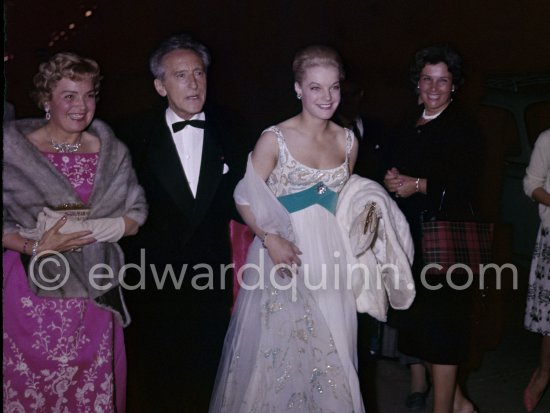 Jean Cocteau, Romy Schneider and Magda Schneider. Gala evening, Cannes Film Festival 1959. - Photo by Edward Quinn