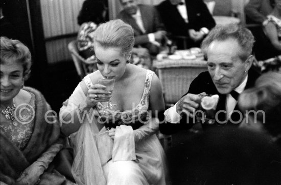 Jean Cocteau, Romy Schneider and Magda Schneider. gala evening, Cannes Film Festival 1959. - Photo by Edward Quinn