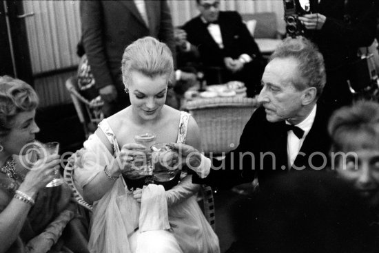 Jean Cocteau, Romy Schneider and Magda Schneider. Gala evening, Cannes Film Festival 1959. - Photo by Edward Quinn