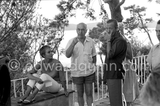 Jean Seberg, Otto Preminger and David Niven during the filming of "Bonjour tristesse", Le Lavandou 1957. - Photo by Edward Quinn