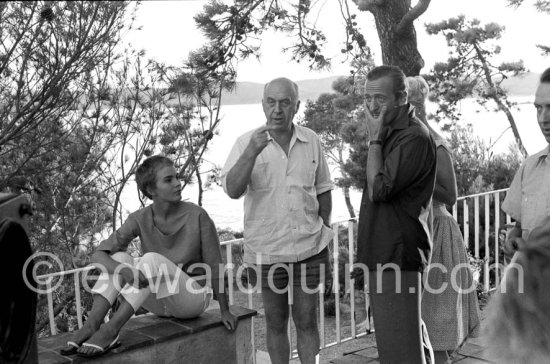 Jean Seberg, Otto Preminger and David Niven during the filming of "Bonjour tristesse", Le Lavandou 1957. - Photo by Edward Quinn