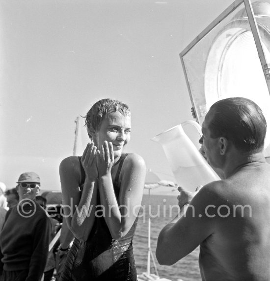 Jean Seberg, one of the principal actors (as Cécile) in "Bonjour Tristesse", film by Otto Preminger. Le Lavandou 1957. - Photo by Edward Quinn