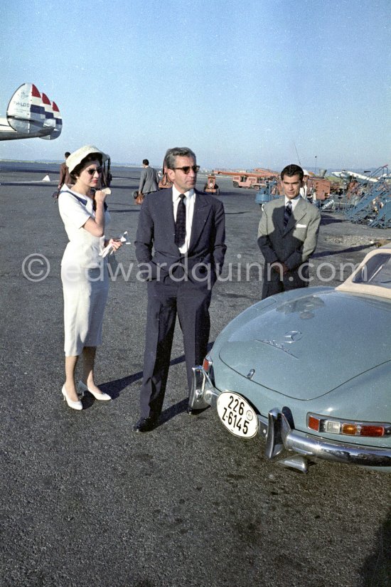 The Shah of Persia and Soraya. Nice 1957. Car: Mercedes-Benz 300 SL - Photo by Edward Quinn