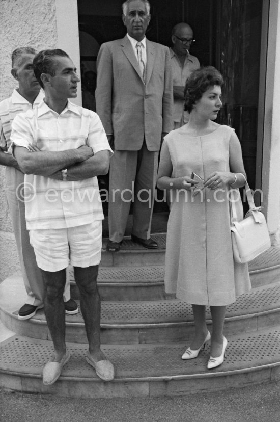 The Shah of Persia and his daughter Princess Shahnaz. Cannes 1958. - Photo by Edward Quinn