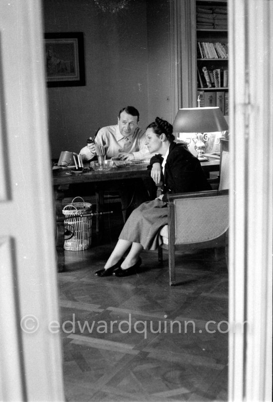 George Simenon and his wife at his Villa Golden Gate. Cannes 1955. - Photo by Edward Quinn