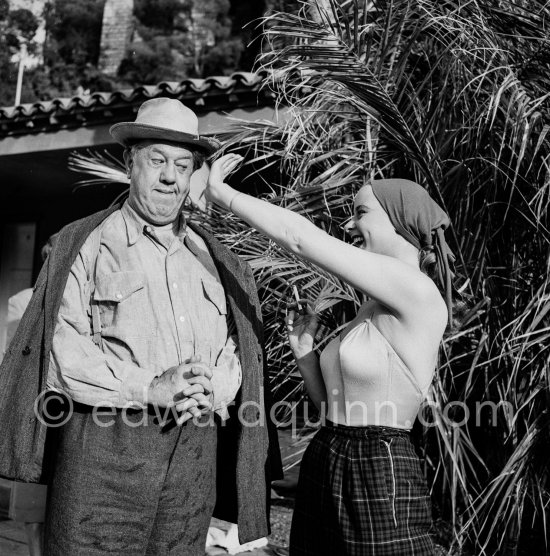 Michel Simon and Geneviève Page. Monte Carlo 1952. - Photo by Edward Quinn