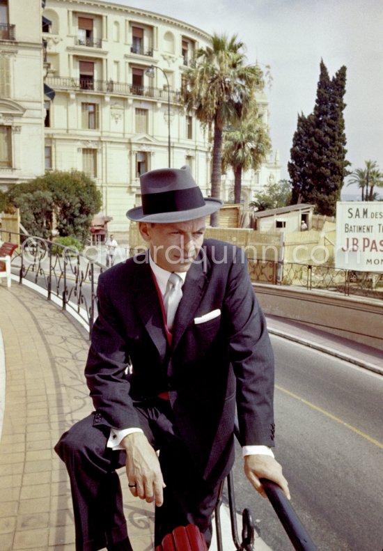 Ol’ Blue Eyes Frank Sinatra at the height of his fame; he’d won an Oscar for "From Here to Eternity" and was receiving rave reviews for his album "Come Fly with Me". Monte Carlo 1958. - Photo by Edward Quinn