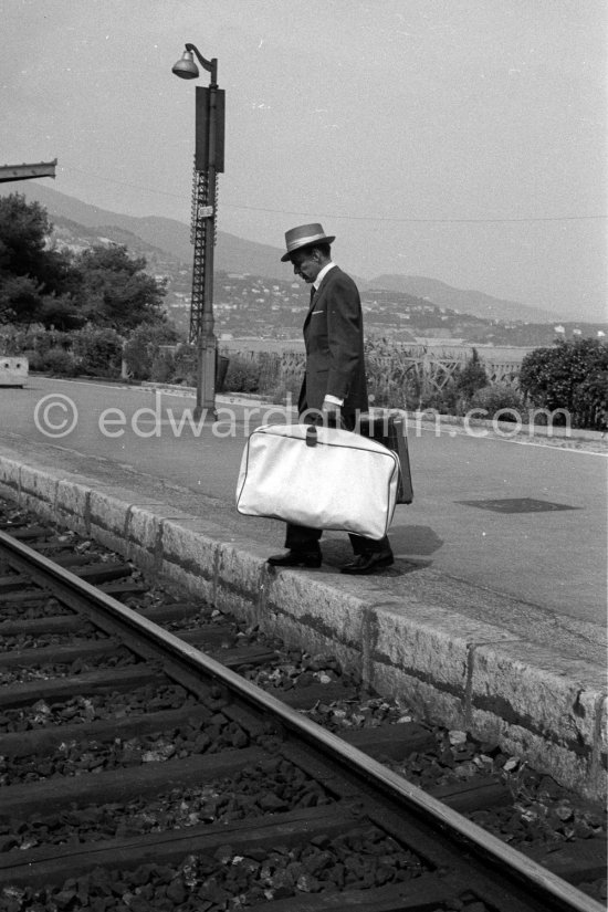 Ol’ Blue Eyes Frank Sinatra at the height of his fame; he’d won an Oscar for "From Here to Eternity" and was receiving rave reviews for his album "Come Fly with Me". Monte Carlo Station 1958. - Photo by Edward Quinn