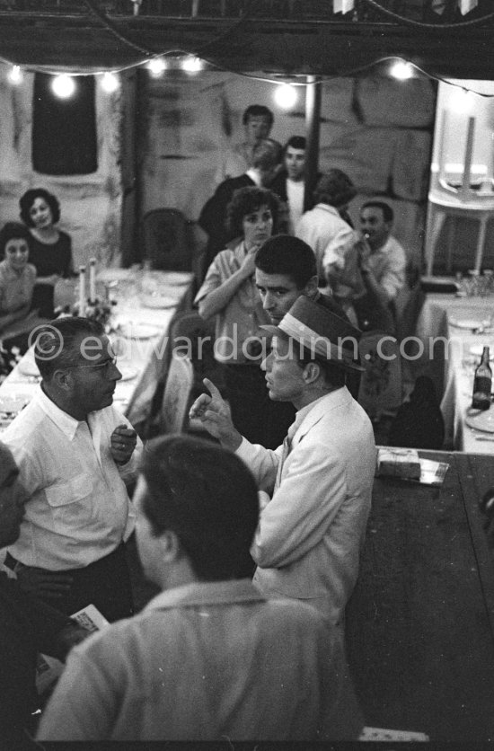 Frank Sinatra rehearsing with the orchestra at the Sporting d’Eté. Princess Grace, who was president of the Monégasque Red Cross, persuaded Sinatra to come back to Europe to sing at a gala in aid of refugee children. Monte Carlo 1958. - Photo by Edward Quinn