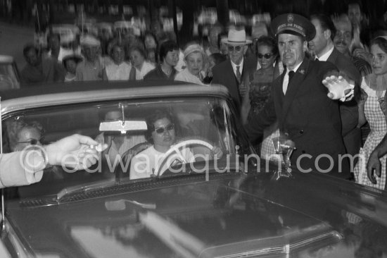Soraya, Queen Consort and second wife of the Shah of Persia, in front of Hotel de Paris. Monte Carlo 1960. Car: Ford Thunderbird 1960 Convertible - Photo by Edward Quinn