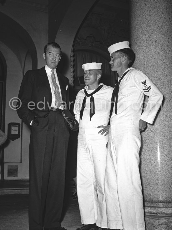 James Stewart outside Carlton Hotel. Cannes 1954. - Photo by Edward Quinn