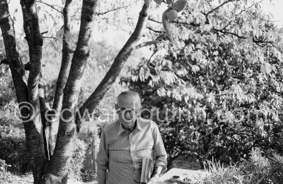 Graham Sutherland in then gardens of La Villa Blanche, route de Castellar. Menton 1974 - Photo by Edward Quinn