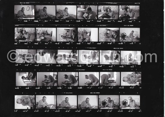 Graham Sutherland at La Villa Blanche, route de Castellar. Menton 1974. Contact print - Photo by Edward Quinn