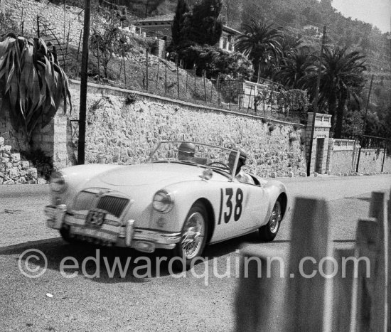 Pierre Orsini (F) / Desplas, MGA. Tour de France de l'Automobile 1958, Grande Corniche, Nice. - Photo by Edward Quinn