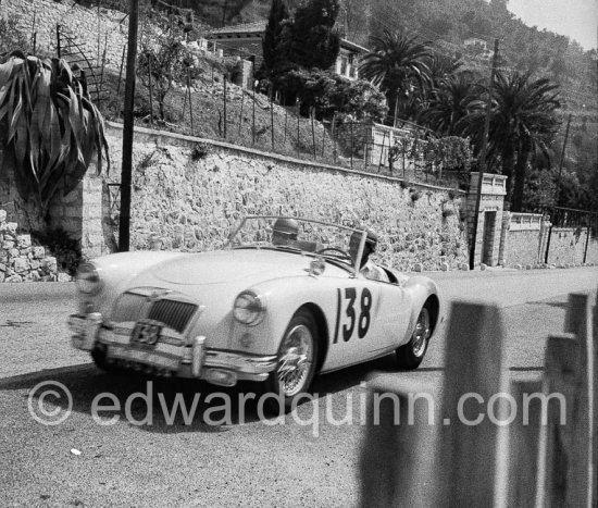 Pierre Orsini (F) / Desplas, MGA. Tour de France de l\'Automobile 1958, Grande Corniche, Nice. - Photo by Edward Quinn