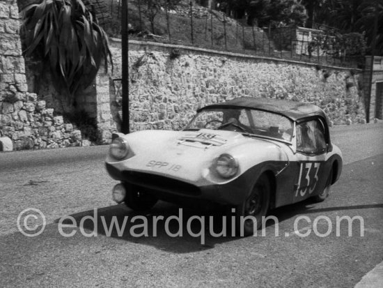 Donald Bennett (GB) / Peter Riley (GB), Fairthorpe Electron, result unknown. Tour de France de l\'Automobile 1958, Grande Corniche, Nice. - Photo by Edward Quinn