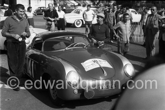 Maurice Trintignant (F) / Robert Buchet (F), Porsche 356 Carrera, 39th. Tour de France de l'Automobile 1959, Nice. - Photo by Edward Quinn