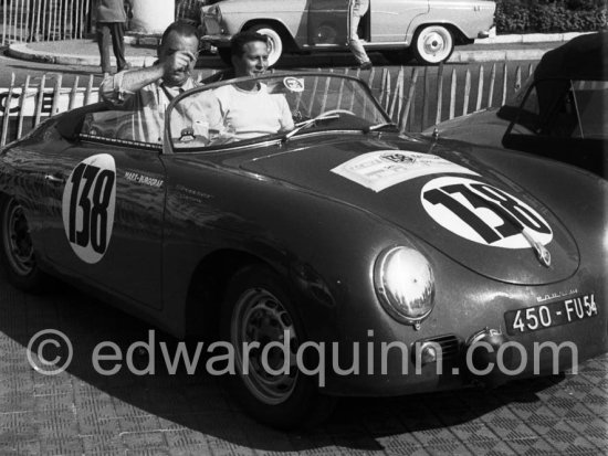 Marx (F) / Georges Burggraff (F), Porsche 356 A Carrera. Tour de France de l\'Automobile 1959, Nice. - Photo by Edward Quinn