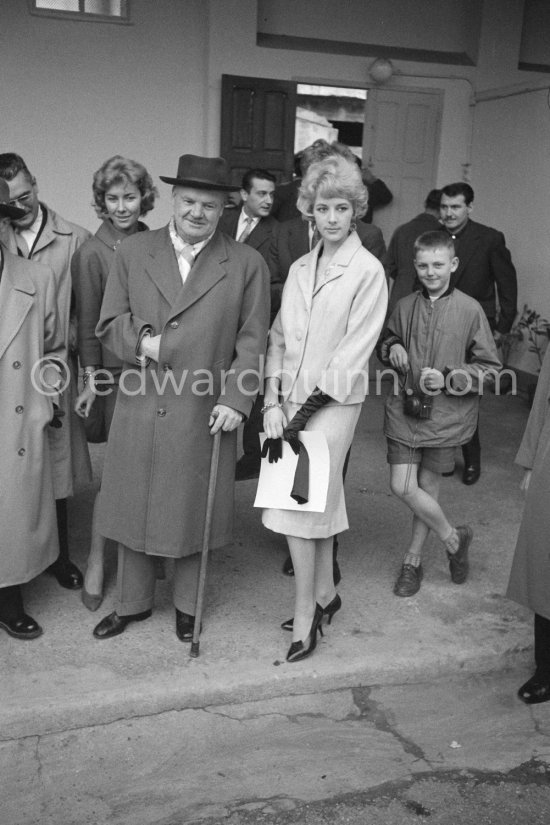 Maurice Thorez, leader of the French Communist Party (PCF). On the occasion of the unveiling of Picasso's mural "The Fall of Icarus" ("La chute d'Icare") for the conference hall of UNESCO building in Paris. Vallauris, 29 March 1958. - Photo by Edward Quinn