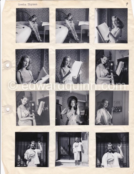Pin-up Greta Thysegen. Cannes 1951. “Miss Copenhagen”. (also Thyssen , Thygesen, Thyssegen). Contact prints. Photos from original negatives available. - Photo by Edward Quinn