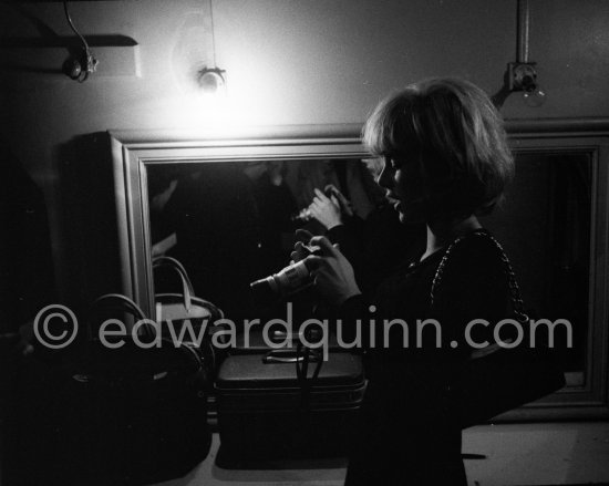 Sylvie Vartan before a concert in her wardrobe at Casino Municipal. Nice 1964. - Photo by Edward Quinn