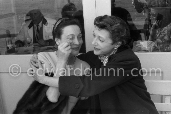 Edwig Feuillère, French Actress (left) and Louise de Vilmorin, French Writer. Cannes Film Festival 1956. - Photo by Edward Quinn