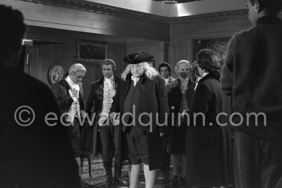 Orson Welles playing the role of Benjamin Franklin in the film "La Fayette" at the Studios de la Victorine in Nice 1961. - Photo by Edward Quinn