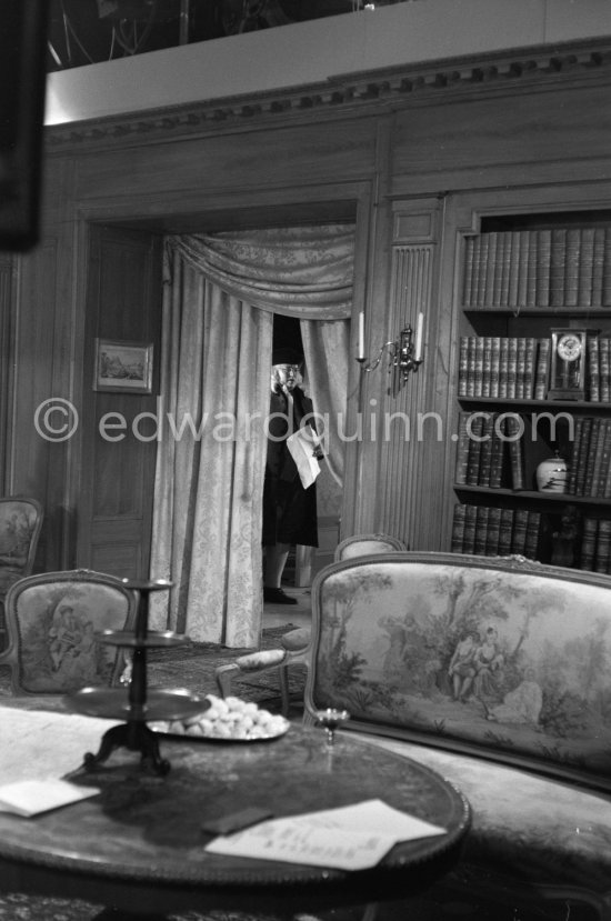 Orson Welles playing the role of Benjamin Franklin in the film "La Fayette" at the Studios de la Victorine in Nice 1961. - Photo by Edward Quinn