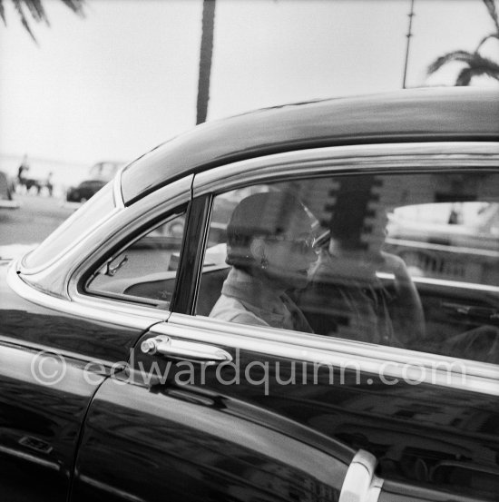 Wallis Simpson, Duchess of Windsor and Jimmy Donahue, an heir to the Woolworth estate. Although openly gay, Donahue claimed he had a four-year affair with the Duchess. Cannes 1953. Car: Cadillac - Photo by Edward Quinn