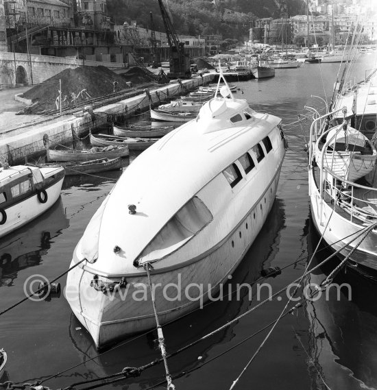 Boat, not yet identified, in the harbor of Monaco 1955. - Photo by Edward Quinn