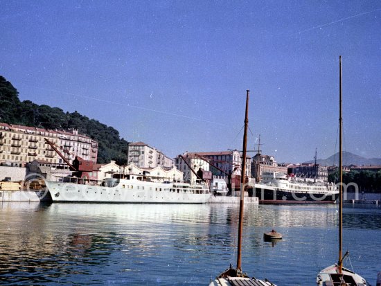 Yacht Chashvar of the Shah of Persia. Nice harbor 1957. - Photo by Edward Quinn
