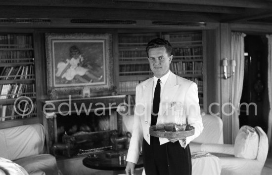 Inside yacht Christina. Monaco harbor 1957. - Photo by Edward Quinn