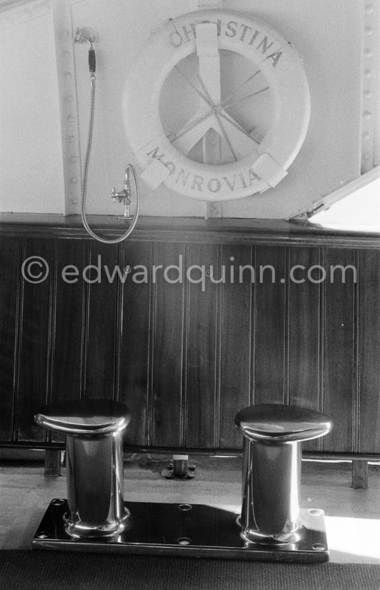 On board Onassis\' yacht Christina. Monaco harbor 1955. - Photo by Edward Quinn