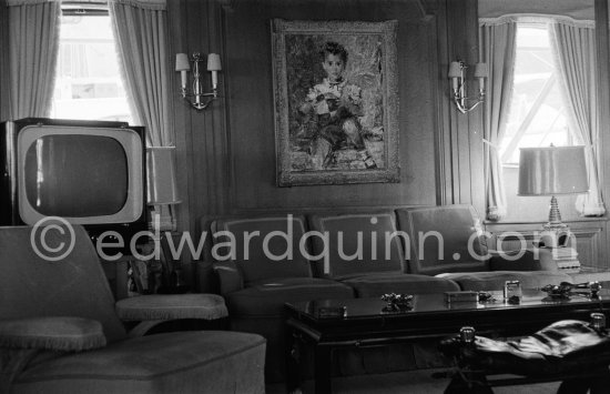 On board Onassis' yacht Christina. Monaco harbor 1955. - Photo by Edward Quinn