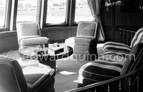 On board Onassis' yacht Christina. Monaco harbor 1955. - Photo by Edward Quinn