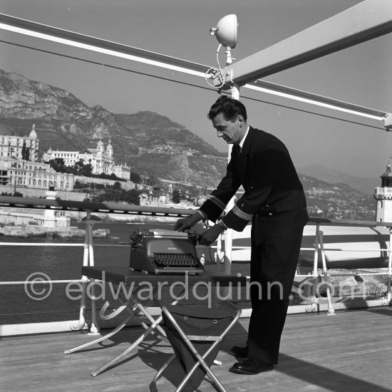 Radio officer on board Onassis\' yacht Christina. Monaco harbor 1955. - Photo by Edward Quinn