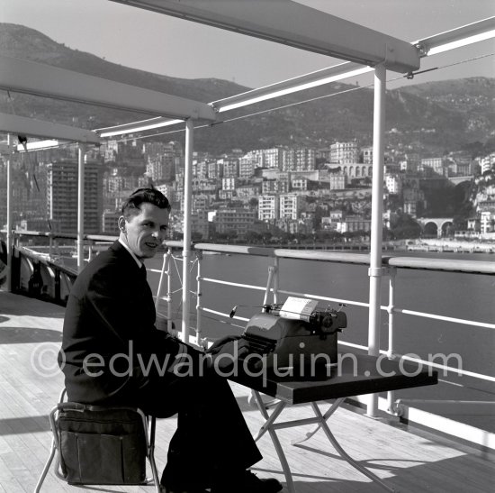 Radio officer on board Onassis' yacht Christina. Monaco harbor 1955. - Photo by Edward Quinn
