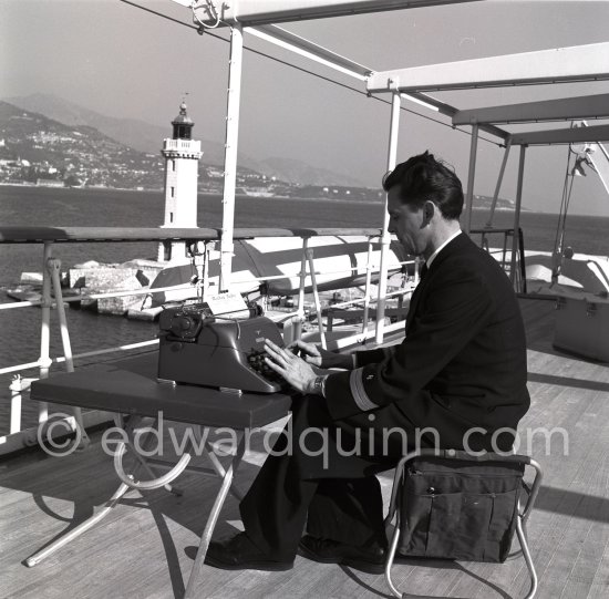 Radio officer on board Onassis' yacht Christina. Monaco harbor 1955. - Photo by Edward Quinn