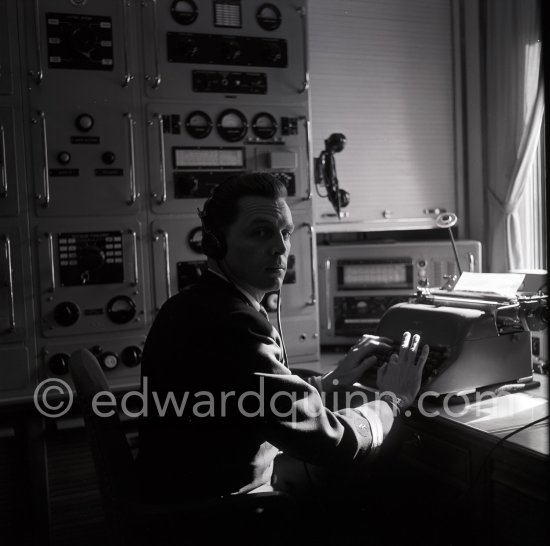 Radio officer on board Onassis\' yacht Christina. Monaco harbor 1955. - Photo by Edward Quinn