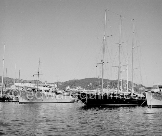 Yachts Le Creole and Shemara. Villefranche ? 1955. - Photo by Edward Quinn