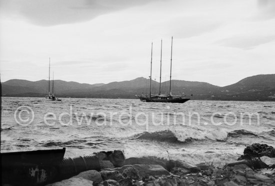 Stavros Niarchos' Schooner Le Creole. Near Villefranche, 1955. - Photo by Edward Quinn
