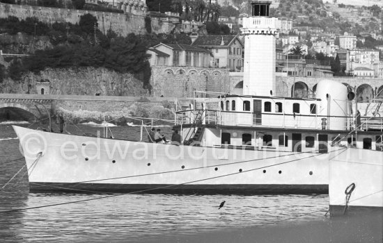 Prince Rainier\'s luxury yacht Deo Juvante II anchored in Monaco harbor, about 1950. - Photo by Edward Quinn