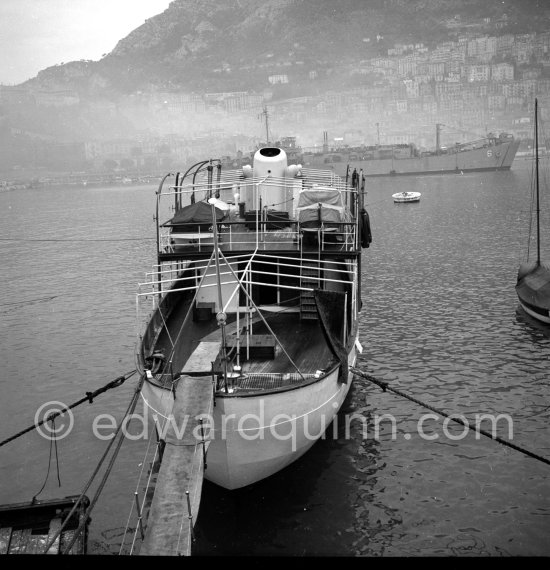 Prince Rainier's luxury yacht Deo Juvante II anchored in Monaco harbor, about 1950. - Photo by Edward Quinn
